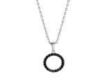 Kette Mit AnhäNger Celesta "Silber 925 Rhodiniert 42+3Cm Lang Mit Schwarzen Zirkonia-Steinen", Silber (Silbergrau), Halsketten, Damen, 42+3Cm, Silber 925 (Sterlingsilber), L: 45 B: 10Mm, GläNzend, B:10Mm