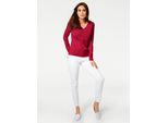 Strickpullover HEINE V-Pullover, Damen, Gr. 40, rot, 100% Baumwolle, unifarben, Langarm, Pullover