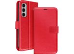 Mayaxess, Custodia A Portafoglio Samsung Galaxy S24 Fe Funzione Stand Con Cinturino, Rosso