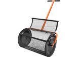 Succebuy Spandiconcime Nero Largo 24", Manico Regolabile 24,4-25,6"". Cesto A Rete In Acciaio Verniciato A Polvere. Rullo Per Torba Per Prato E Giardino Con Chiusure Laterali"