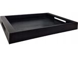 Vassoio Da Portata In Legno Nero Cameriere 45X35 Cm Pino