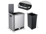 Cestino In Acciaio Inox, Doppio Scomparto, Coperchio Con Chiusura Ammortizzata, 8/12 Galloni, Argento -2X15L(8Gal)