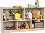 Costway Armadio Portagiochi In Legno Per Bambini, Scaffale Portagiochi Con 2 Scomparti Grandi E 3 Scomparti Piccoli, Aperto, Scaffale Per Bambini Per Giocattoli, Bambole E Libri, 111 X 30 X 61,5 Cm, Natura