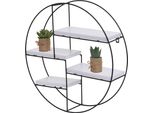 Scaffale A Muro HWC-K76, Scaffale Pensile Scaffale Galleggiante, 4 Ripiani Metallo Legno Massiccio Industriale 45X45X11Cm ~ Bianco