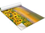 Pellicola Autoadesiva Per Mobili - Pellicola Decorativa - Mobili Da Tavolo - Tagliabile Su Misura - Campo Di Girasoli Dipinto - 100 X 50 Cm