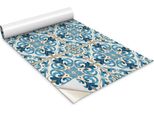 Pellicola Autoadesiva Per Mobili - Pellicola Decorativa - Mobili Da Tavolo - Tagliabile Su Misura - Ornamento Blu-Giallo - 100 X 50 Cm