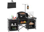 Vevor Tavolo Da Cucina Da Campeggio, Tavolo Da Cucina Per Esterni, Stazione Di Cottura Portatile In Alluminio Con Parabrezza Rimovibile Per Barbecue, Picnic, Camper, Viaggi, Nero