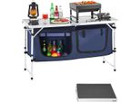 Vevor Tavolo Da Cucina Da Campeggio, Tavolo Da Cucina Pieghevole Per Esterni, Regolabile In Altezza In 3 Posizioni, Stazione Di Cottura Portatile In Alluminio Per Barbecue Picnic, Viaggi In Camper, Blu