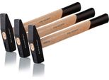 Stahlwerk 3 X Martello Da Fabbro 300G Testa Robusta In Acciaio, Manico In Hickory