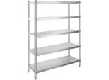 Succebuy Scaffale 48X18,5 Pollici, Scaffali Regolabili A 5 Livelli, In Acciaio Inox, Per Cucina E Garage, Con Piedini Regolabili
