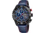 Chronograph Festina, Blau (Dunkelblau, Anthrazit), Armbanduhren, Herren, Chronograph, Armbanduhr, Quarzuhr, Herrenuhr, Stoppfunktion, Lederarmband