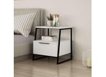 Decortie Pal Comodino Moderno Con Cassetto Bianco Multiuso , 45 X 40 X 50 Cm