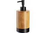 Dispenser Di Sapone Kadax, Dispenser Di Sapone Per Mani Da 350 Ml In Look Legno, Dispenser Di Sapone In Plastica, Dispenser A Pompa Per Bagno E Wc, Dispenser Di Sapone Liquido (Legno-Nero)