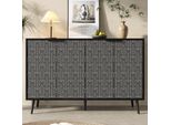 Credenza Flieks Credenza, Mobile Per Sala Da Pranzo Con 4 Ante Intagliate, Mobile Laterale Per Cucina Soggiorno Corridoio, Nero