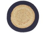 Vidaxl Tovagliette 4 Pz. Naturale E Blu Navy 38 Cm Juta E Cotone