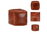 Vidaxl Pouf Marrone Chiaro 40 X 40 X 40 Cm Vera Pelle Di Capra - Sgabello Imbottito