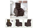 The Living Store Poltrona Massaggiante Elettrica Con Supporto In Piedi Tessuto Marrone Scuro