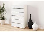 Schubkastenkommode Musterring "Imola W", Weiß, B:75Cm H:120Cm T:42Cm, Floatglas, Holzwerkstoff, Sideboards, Mit Selbsteinzug Und DäMpfung