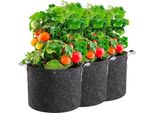 3Pcs Tessuto Pentola 5 Galloni Di Patate Piantare Borsa Pomodoro Vasca Borsa Di Patate, Borsa Da Giardino Tessuto Vasi Piantare Pentola Per Patate Pomodori Fiori, Nero