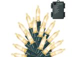 10M Led Luci Fata Batteria Albero Di Natale Cavo Luci Fata Verde 8 Modalità Con Timer Pvc Impermeabile Interno Giardino Festa Decorazione Di Natale, Bianco Caldo