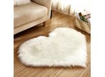 Tappeto Heart A Pelo Alto Tappeto A Pelo Lungo Shaggy Soggiorno Camera Da Letto, Bianco, 40X50Cm