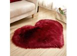 Tappeto A Pelo Alto Heart Tappeto A Pelo Lungo Shaggy Per Il Soggiorno E La Camera Da Letto, Rosso Vino, 40X50Cm