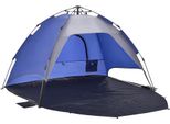 Conchiglia Da Spiaggia 'Mullsjö' 215 X 135 X 140 Cm Tenda Da Spiaggia Pop-Up Per 2 Persone Tenda Da Campeggio Automatica Semiaperta Idrorepellente Blu / Grigio Scuro