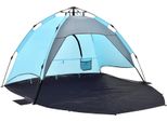 Conchiglia Da Spiaggia 'Mullsjö' 215 X 135 X 140 Cm Tenda Da Spiaggia Pop-Up Per 2 Persone Tenda Da Campeggio Automatica Semiaperta Idrorepellente Blu Chiaro / Grigio Scuro