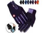 Guanti Invernali Caldi Con Cerniera, Guanti Invernali Impermeabili Antivento Antiscivolo Guanti Da Ciclismo Per Uomini Donne, Viola, Xl
