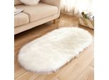 50X80Cm Oval Fluffy Carpet Shaggy Carpet Shaggy Carpet Soggiorno Carpet Per Il Soggiorno Camera Da Letto, Bianco