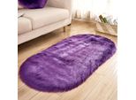 40X60Cm Oval Fluffy Tappeto Shaggy Tappeto Shaggy Tappeto Per Soggiorno Camera Da Letto, Viola