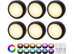 Batteria Di Illuminazione Del Gabinetto Principale, 6Pcs Rgb Led Spot Batteria Ricaricabile Con Telecomando, Sotto Il Gabinetto Luce Cucina Senza Fili Gabinetto Luce Dimmerabile Scale Vetrina Gabinetto