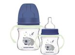 Canpol Babies Bottiglia Anticolica Con Collo Largo E Manici Luminosi, Sleepy Koala, 120 Ml - Blu