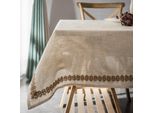 Tovaglia Di Lino Di Cotone Lavabile, Tovaglie D'epoca Per Tavoli Rettangolari, Cucina, Sala Da Pranzo, Decorazione Di Mobili (Beige, 140X200Cm)