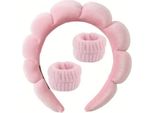 Ecarla Set Di Fascia E Bracciale Cosmetico Rosa, 17 X 19 Cm