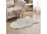 Tappeto A Pelo Alto 40X60Cm Tappeto In Pelliccia Sintetica Lavabile Lungo 6Cm Tappetino Morbido Per Sedie Divano Divano Salotto Camera Da Letto, Bianco-1