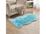 Tappeto A Pelo Alto 60X90Cm Tappeto In Pelliccia Sintetica Lavabile Lungo 6Cm Tappetino Morbido Per Sedie Divano Divano Soggiorno Camera Da Letto, Blu