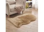 Tappeto A Pelo Alto 60X90Cm Tappeto In Pelliccia Sintetica Lavabile Lungo 6Cm Tappetino Morbido Per Sedie Divano Divano Soggiorno Camera Da Letto, Cachi