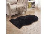 Tappeto A Pelo Alto 40X60Cm Tappeto In Pelliccia Sintetica Lavabile Lungo 6Cm Tappeto Morbido Per Sedie Divano Divano Soggiorno Camera Da Letto, Nero