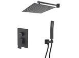 Set Doccia A Pioggia A Parete, Soffione A Pioggia Da 30 Cm, Doccetta, Montaggio A Parete, Nero