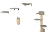 Costway 5 Pcs Parete Di Arrampicata Per Gatti, Tiragraffi Con Piattaforme, Tiragraffi, 2 Posatoi Con Cuscino Rimovibile, Amaca, Albero Di Arrampicata Con Scala Per Gatti