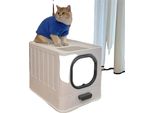 Lettiera Chiusa Per Gatti, Cassetto Facile Da Pulire, Design A Prova Di Perdite, Grigio