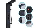 Pannello Doccia A Led, Design A Doppia Maniglia, Montaggio A Parete, Nero Opaco 6004