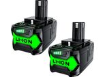 Batteria Di Ricambio Ryobi 18V, Disponibile In 6000Mah E 9000Mah, Tecnologia Li-Ion, 2 Pezzi 6,0 Ah