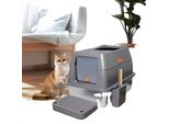 Lettiera Per Gatti, Design Facile Da Pulire, Interno Spazioso, Grigio E Argento, Xl