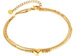 FußKette Firetti "Schmuck Geschenk Edelstahl KöRperschmuck Herzen Liebe", Gold (Gelbgoldfarben, Kristallweiß, Kristallweiß), FußKetten, Damen, Edelstahl, Mit Zirkonia (Synth.)