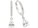 Paar Creolen Firetti "Schmuck Geschenk Silber 925 Ohrschmuck Ohrringe TropfenanhäNger", Silber (Silberfarben, Kristallweiß, Kristallweiß), Ohrringe, Damen, 15,2Mm, Silber 925 (Sterlingsilber), Mit Zirkonia (Synth.) Oder Spinell (Synth.)