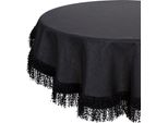 Eurofirany | Tovaglia Rotonda - Jasper - 120 Cm - Nero - Frange Eleganti - Di Facile Manutenzione E Di Stile