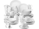 Set Di Stoviglie Da 50 Pezzi Malacasa, Porcellana Ecologica, Servizio Per 6 Persone, 50 Pezzi