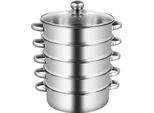 Vaporiera A 5 Stadi In Acciaio Inox, Pentola Multifunzionale Di Grande Capacità, Adatta A Tutti I Tipi Di Piano Cottura